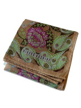 Vintage Hiroko Koshino Floral Paisley Cotton Handkerchief Scarf 17" Japan